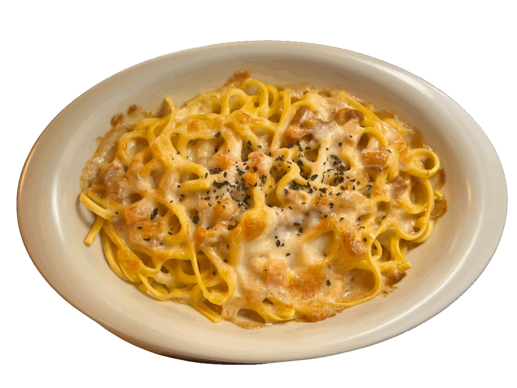 クラムチャウダーのスパゲティグラタン